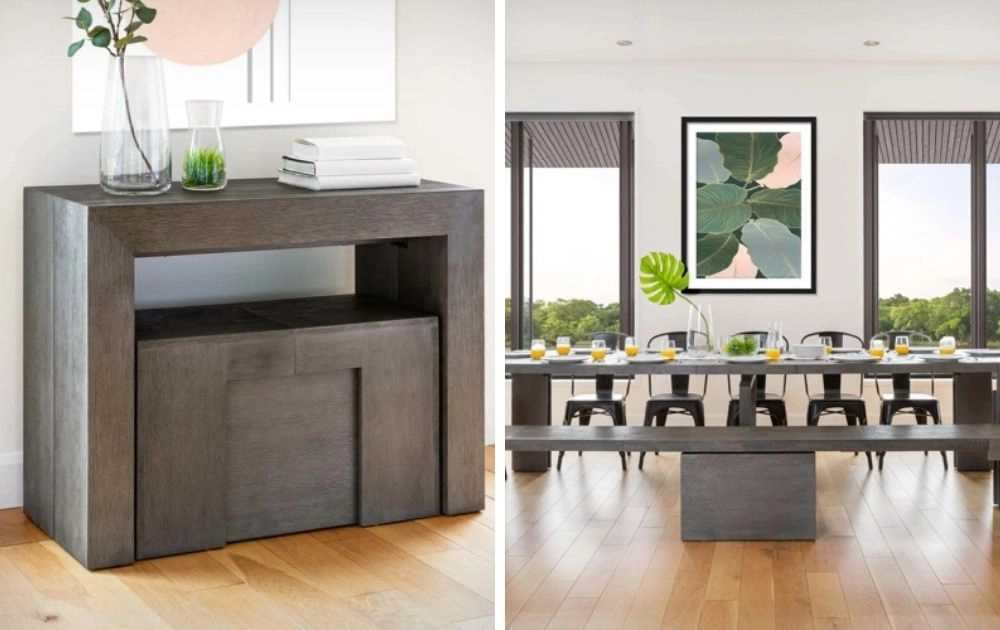 This Space Saving Table Goes From Console To 12 Seater In Seconds Space Saving Table Goes From Console, Transforming Console Table