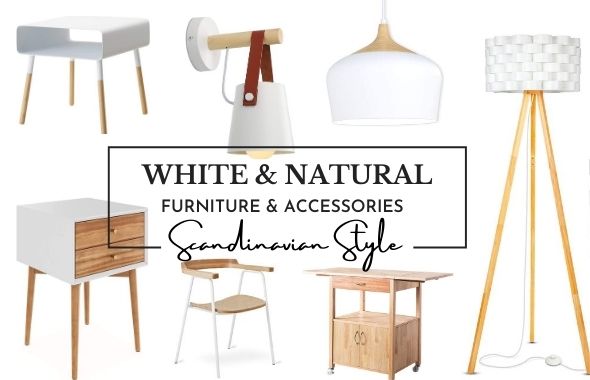 white and wood furniture and decor accessories