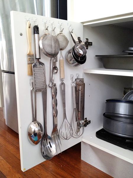 kitchen storage inside cabinet door