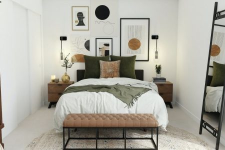 gree and brown earthy bedroom decor