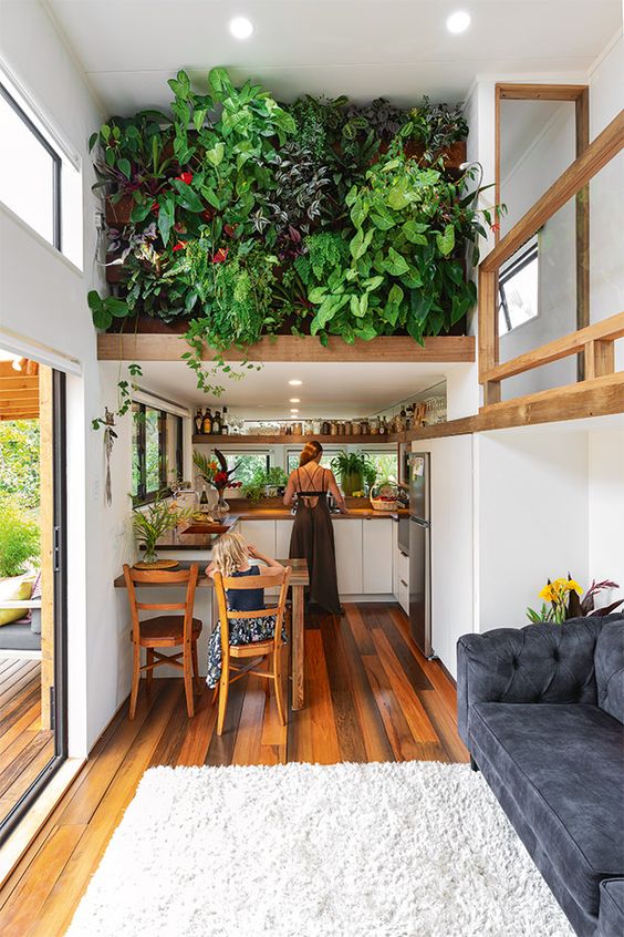 livable tiny home with upstairs walkway
