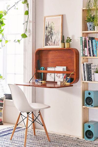 fold up wall-mounted desk for small spaces