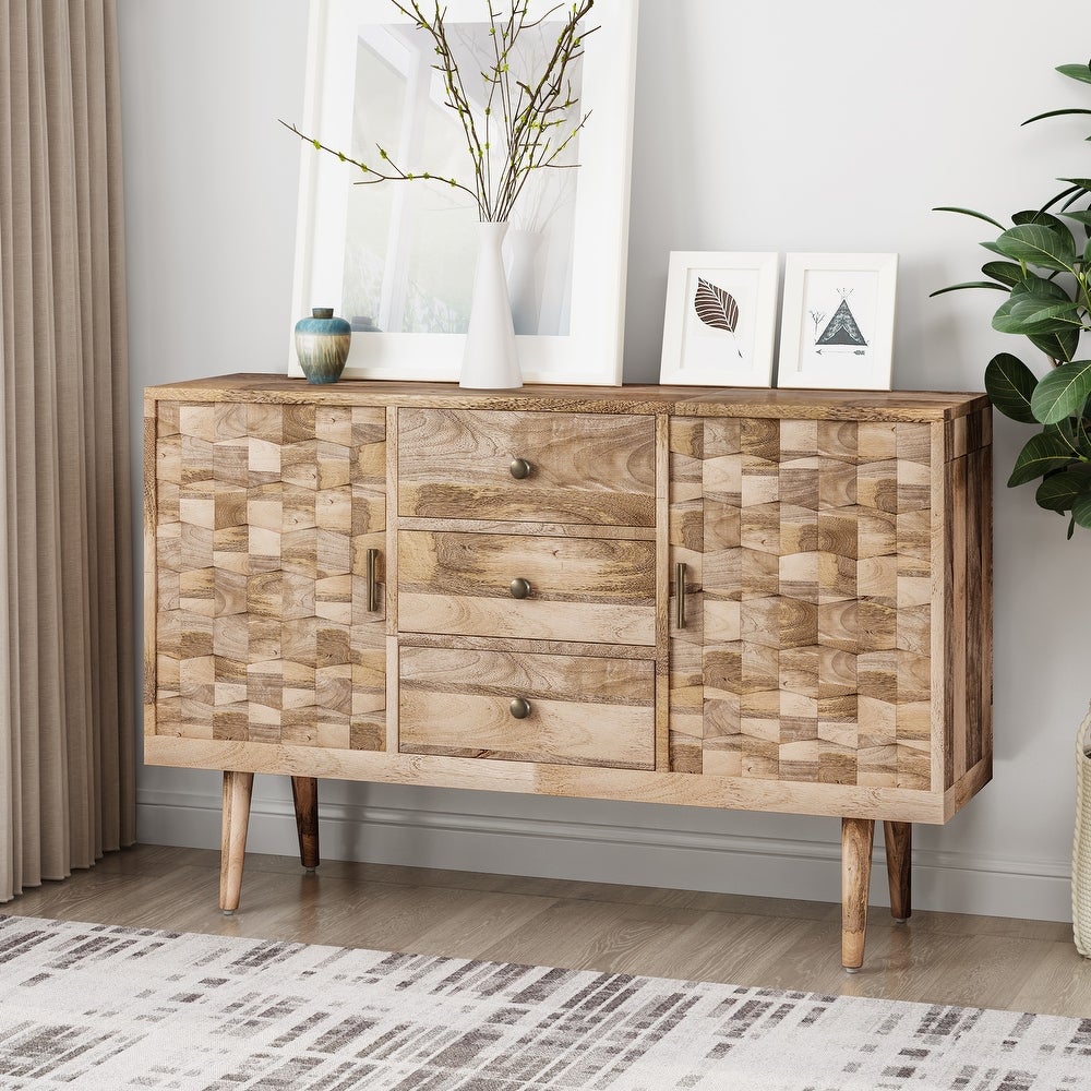 mid-century mango wood small credenza