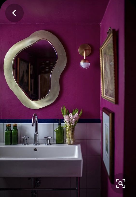 dark purple powder room