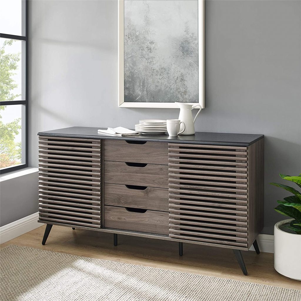 small modern credenza cabinet with doors and drawers