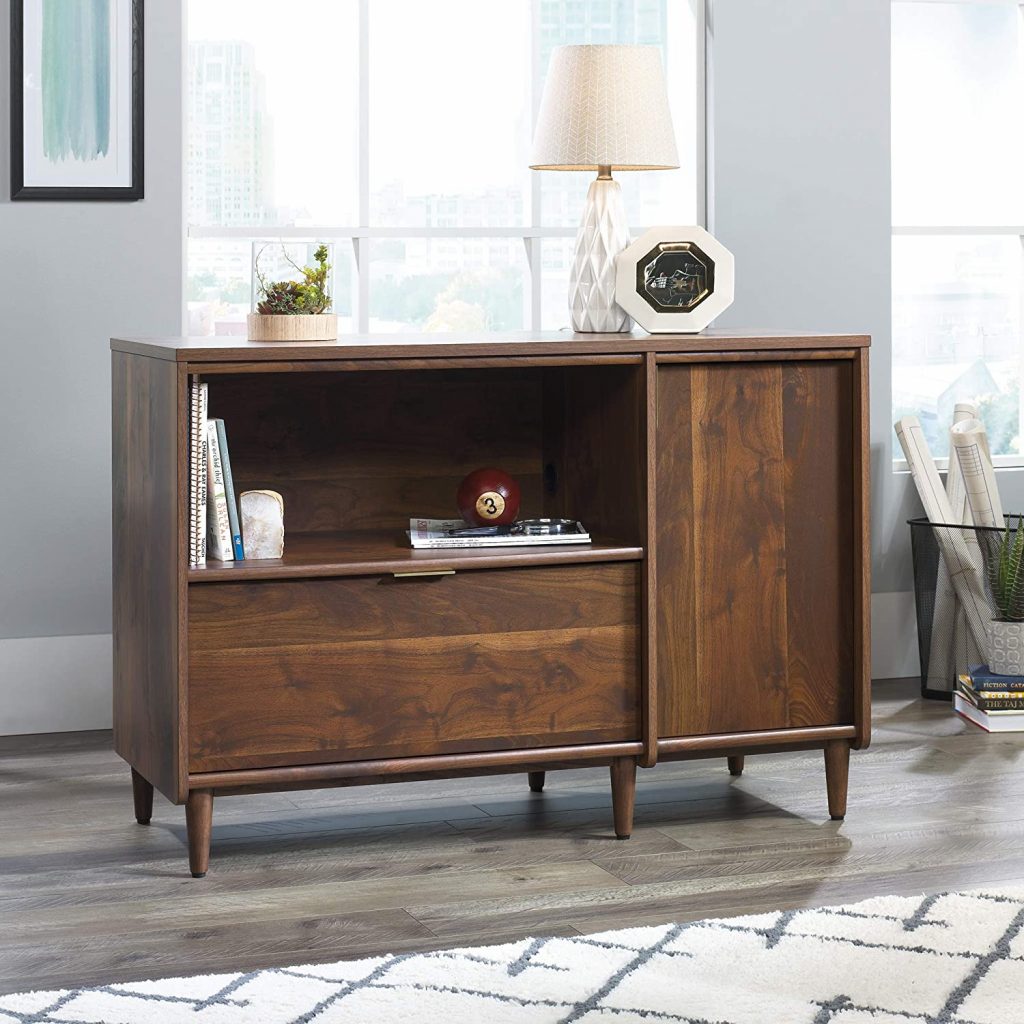small modern credenza cabinet in walnut