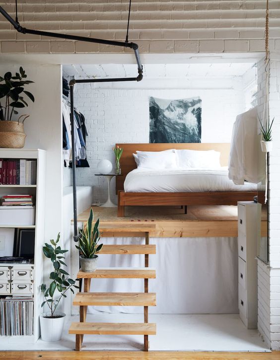 loft bedroom in small apartment